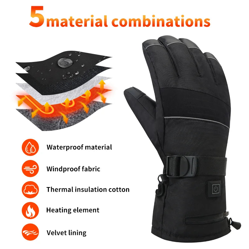 Electric Heating Gloves Winter Warm Touch Skiing Heated Glove for Camping Fishing Hunting Motorcycle