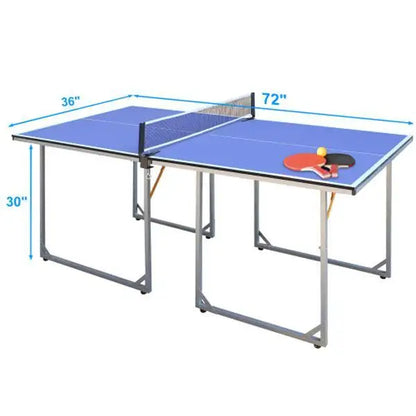 6ft Mid-Size Table Tennis Table Foldable & Portable Ping Pong Table Set for Indoor & Outdoor Games with Net, 2 Table Tennis Padd