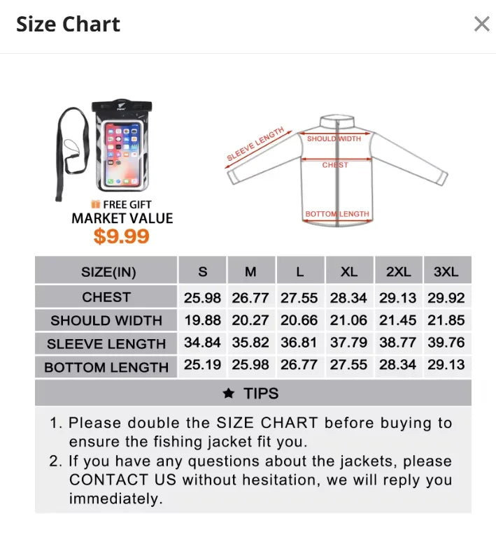 8Fans 2-Layer Comfortable Fishing Jackets Breathable and Waterproof with Cotton Filling and Zipper Closure