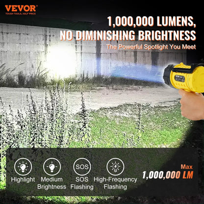 Super Bright 1000,000LM USB Rechargeable Searchlight Portable Flashlight