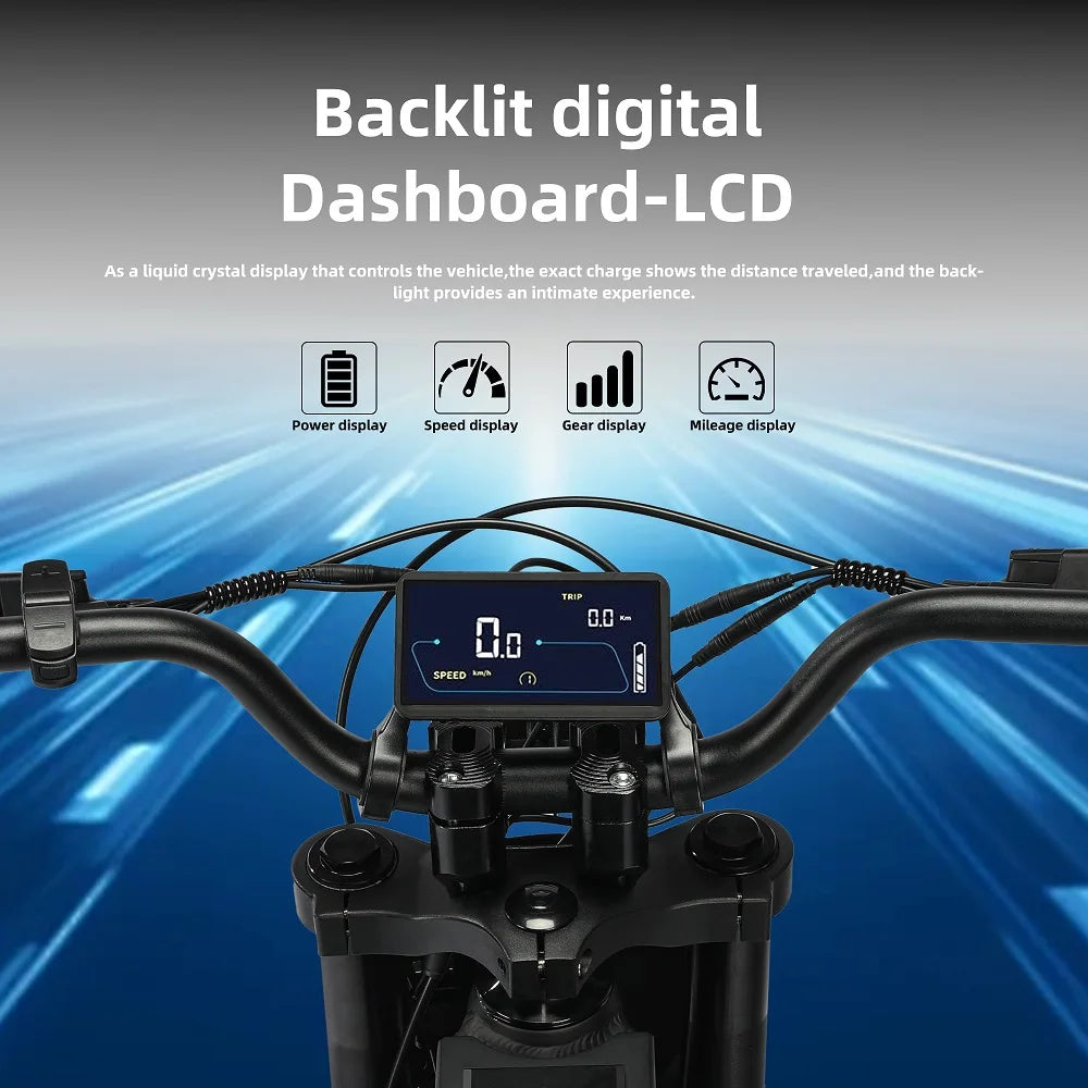 Peak Motor 3000W 45MPH 60V 20Ah Removable Li-ion Battery Dual Hydraulic Disc Brake Fat Tire Electric Mountain Bike with E-ABS