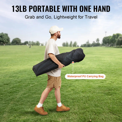 Black Portable Heavy-Duty Camping Folding Chair for Adults Outdoor Quad Lumbar Back Padded Armchairs Side Pockets Cup Holder