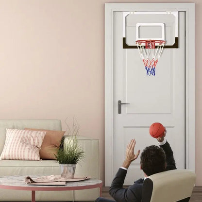 Mini Over-The-Door Indoor Basketball Hoop with Included Basketball and 2 Nets