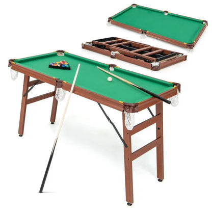 Portable Folding Snooker & Billiard Table Set with Adjustable Foot Levelers