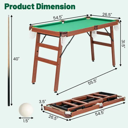 Portable Folding Snooker & Billiard Table Set with Adjustable Foot Levelers