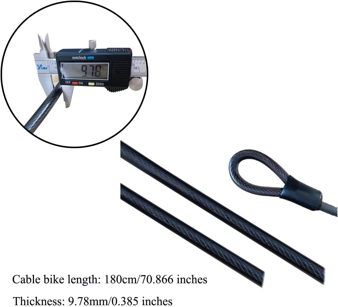 Bicycle Lock Cable,Bicycle Chain Lock,Safety Chain Lock Kit,Heavy Duty Motorcycle Lock,Bicycle Lock,4-Digit Padlock,Bicycle U-Shaped Lock with Cable,12Mm Shackle and 10Mm X 1.8M Cable,Steel Chain Lock