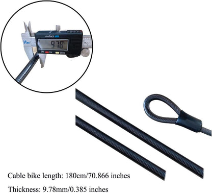 Bicycle Lock Cable,Bicycle Chain Lock,Safety Chain Lock Kit,Heavy Duty Motorcycle Lock,Bicycle Lock,4-Digit Padlock,Bicycle U-Shaped Lock with Cable,12Mm Shackle and 10Mm X 1.8M Cable,Steel Chain Lock