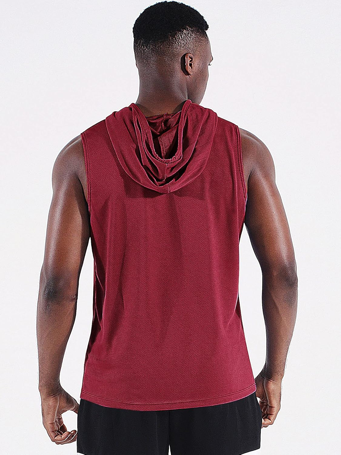 Men'S Running Tank Tops 3 Pack Sleeveless Workout Athletic Shirts with Hoods and Pockets,5093,Black/Blue/Red,M