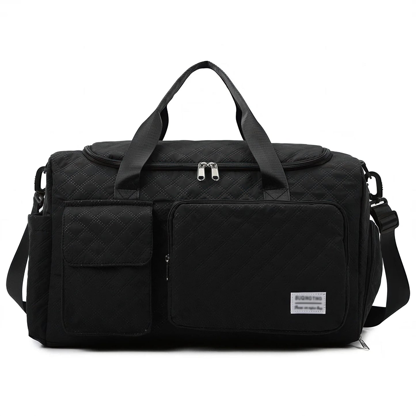 Travel Duffle Bag for Women Men, Weekender Bags Carry on Gym Bag with Wet Pocket/Adjustable Strap/Shoe Compartment, Foldable Waterproof Overnight Tote Bag for Plane Sports Dance, Black