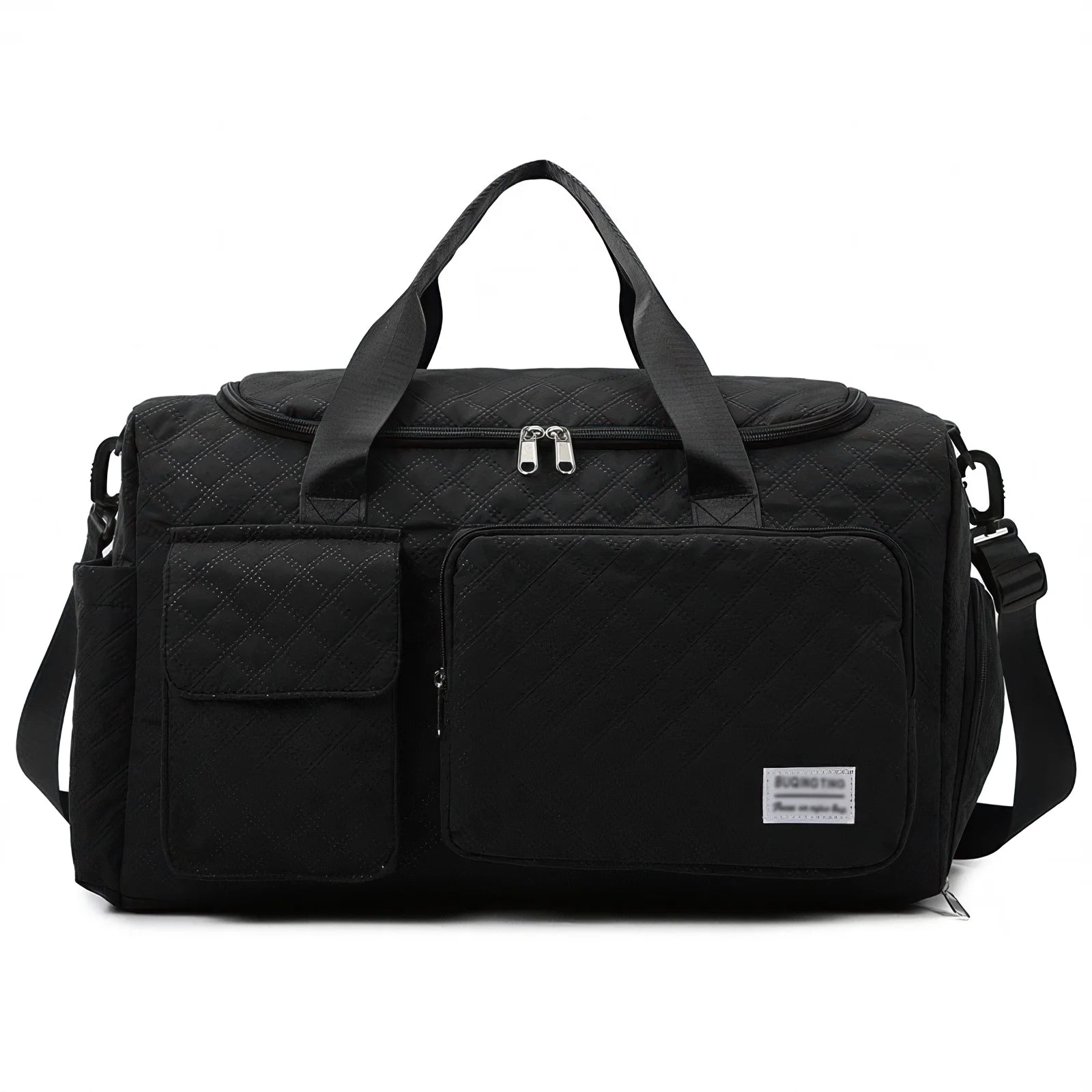 Travel Duffle Bag for Women Men, Weekender Bags Carry on Gym Bag with Wet Pocket/Adjustable Strap/Shoe Compartment, Foldable Waterproof Overnight Tote Bag for Plane Sports Dance, Black