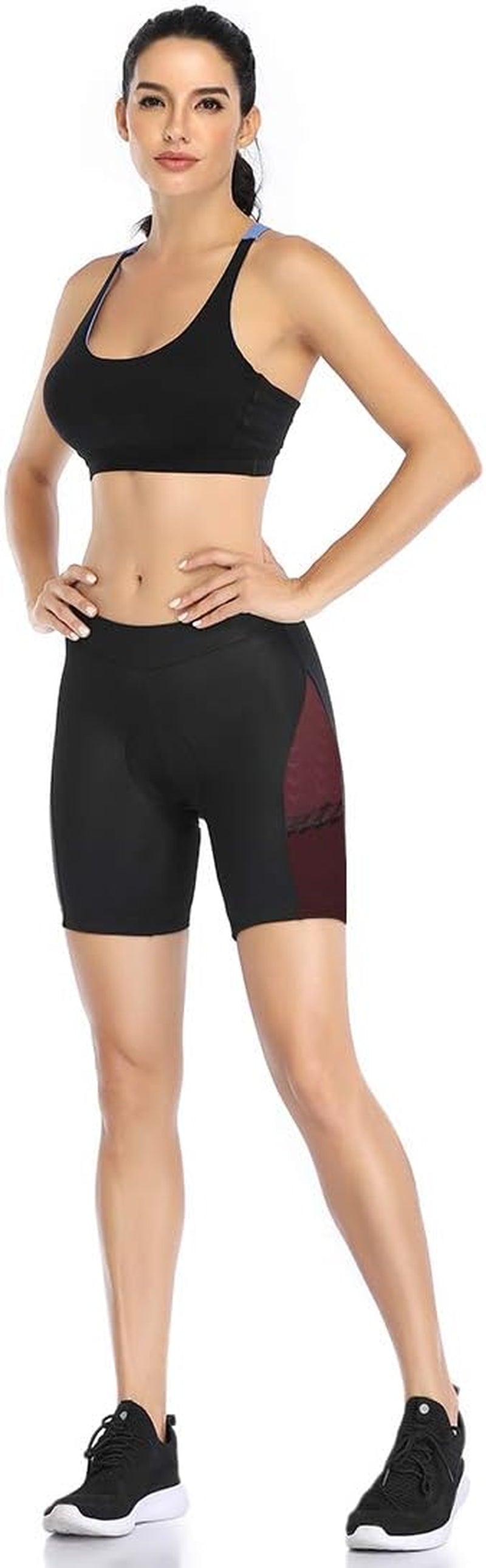 Women'S Bike Shorts with Padded Cycling Quick Dry Breathable Side Pockets