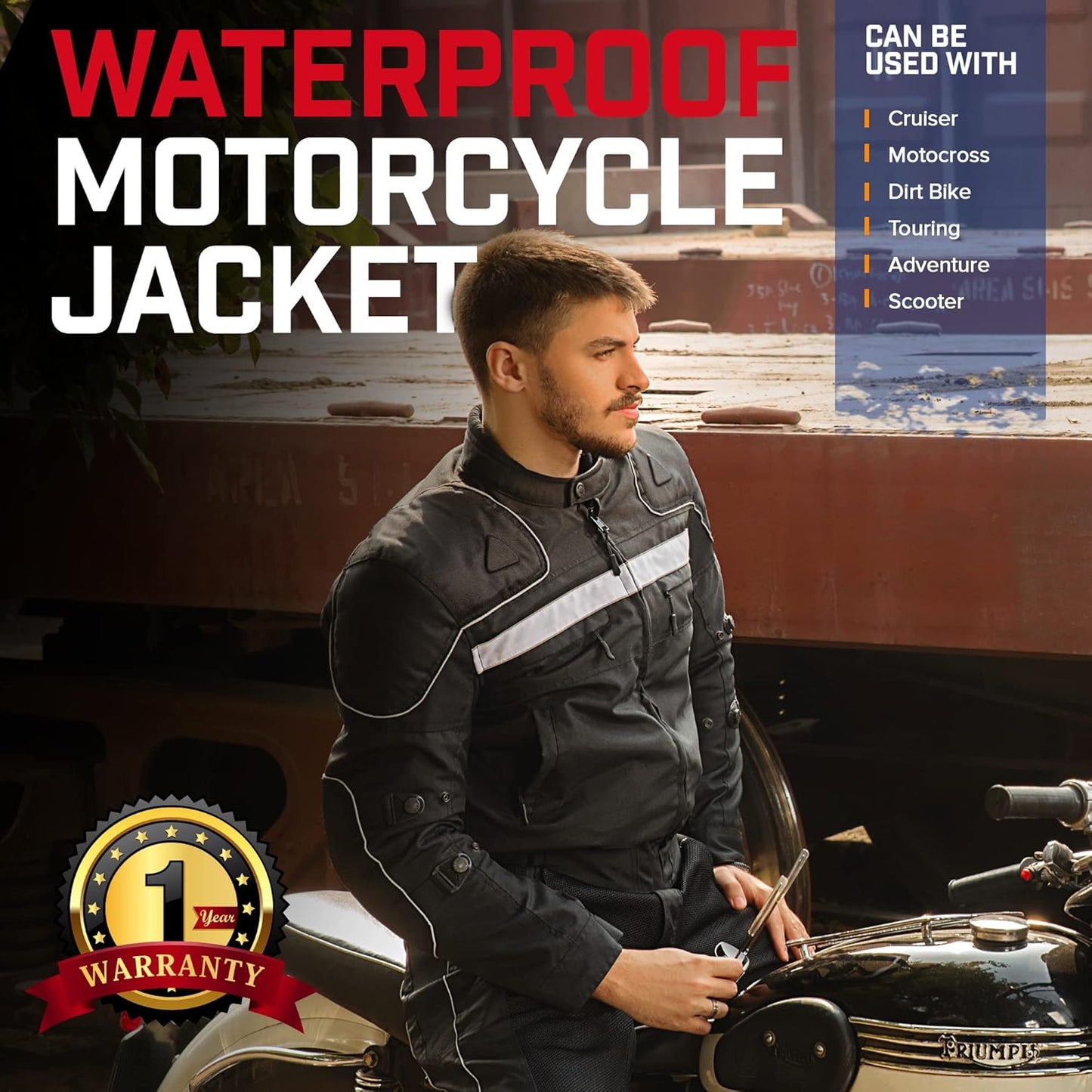 -Motorcycle Jacket-Motorcycle Jacket with Armor Ce-Powersports Protective Jackets-Biker Jacket Men-Waterproof