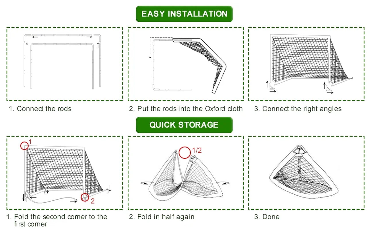 Set of 2 Portable Soccer Goals for Kids & Youth, Practice Soccer Net Soccer Training Equipment for Backyard Fun & Training
