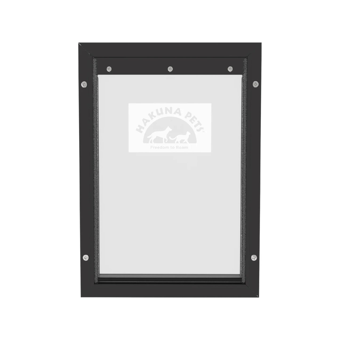 Black Deluxe Aluminum Large Pet Door for Pets up to 100 Lbs