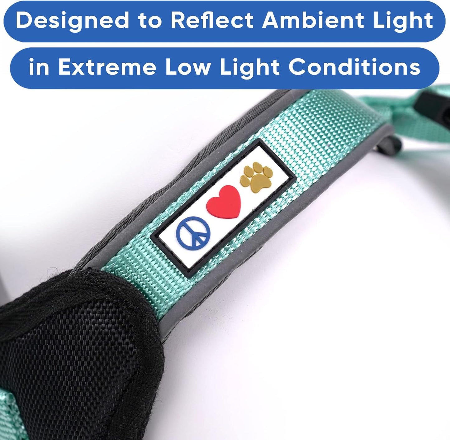 Reflective Dog Harness - Padded, Comfort Control for Walks or Runs - Medium Teal