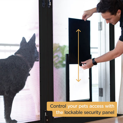 Black Deluxe Aluminum Large Pet Door for Pets up to 100 Lbs