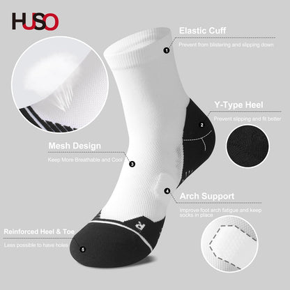 Men'S Women'S Tennis Socks,  Performance Sports Ankle Compression Socks 1,2,3,4,6 Pairs