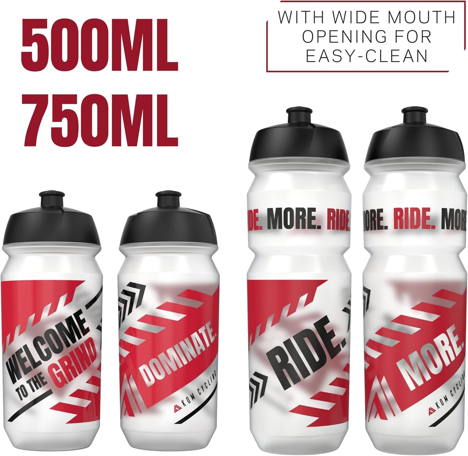Water Bottle Collection 500Ml (16.9Oz) Cycling Water Bottle Inspiration (6 Bottles, Ride More.)