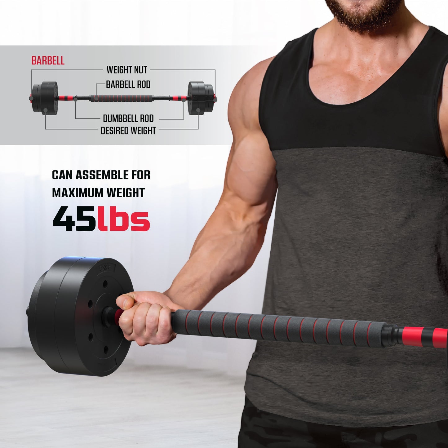 Smartbell Gym 5-In-1 Adjustable Dumbbell Set & Weight Set for Home Workouts, 40 Lbs