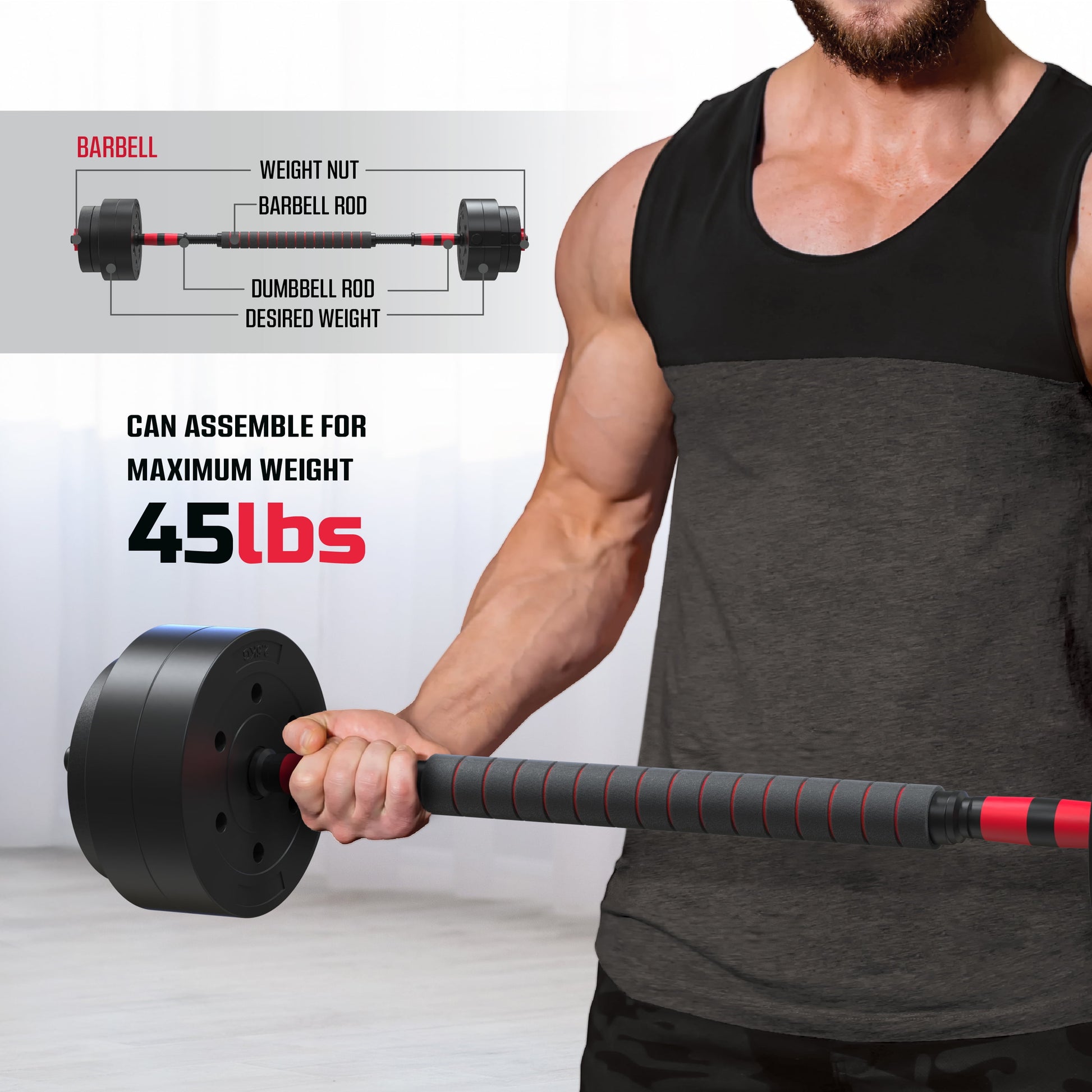 Smartbell Gym 5-In-1 Adjustable Dumbbell Set & Weight Set for Home Workouts, 40 Lbs