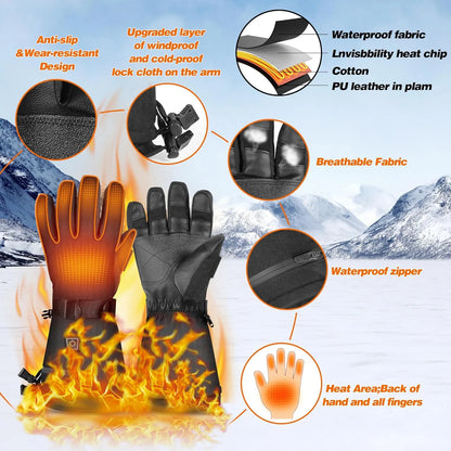 Heated Gloves for Men Women,7.4V 22.2Wh Rechargeable Electric Heated Gloves,Up to 10H Heating,Touchscreen Ski Winter Gloves for Outdoor Skiing Hunting Work Hiking,M