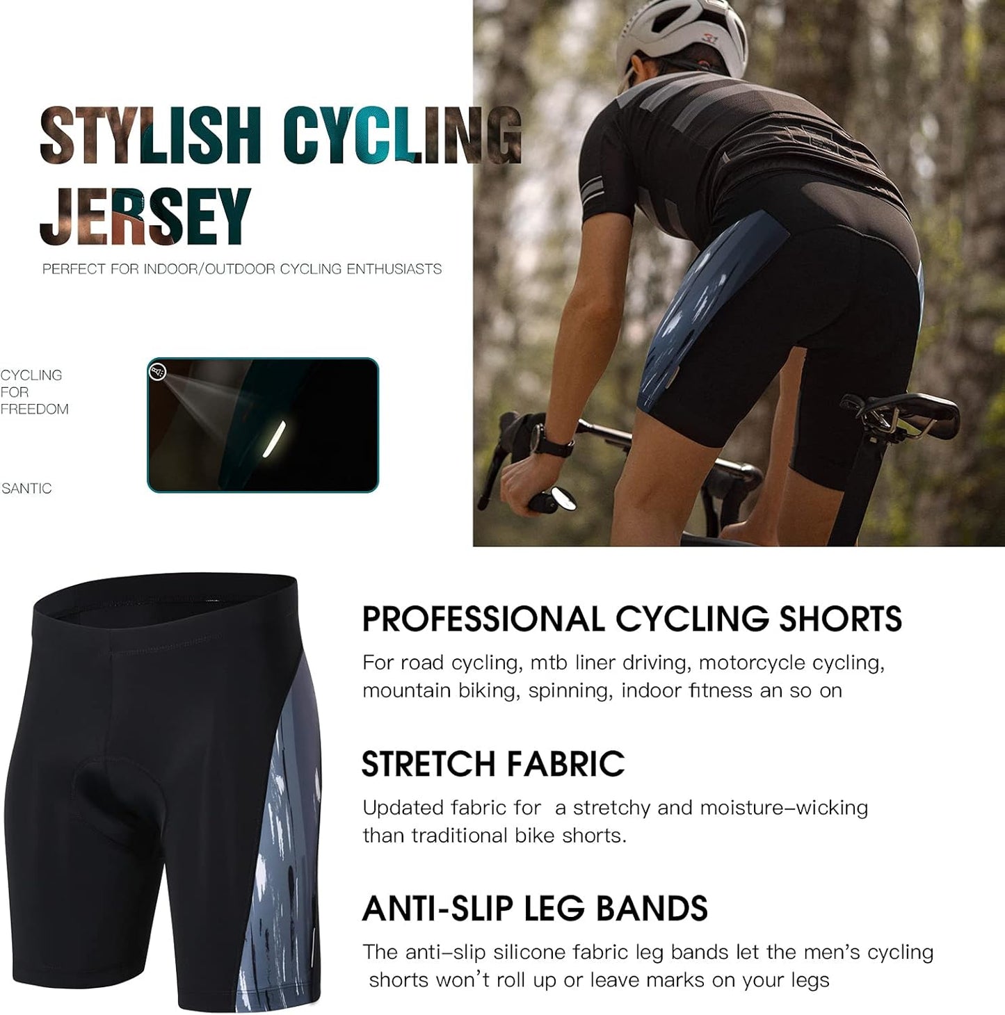 Men'S Cycling Jersey Set Bib Shorts 4D Padded Short Sleeve Outfits Set Quick-Dry