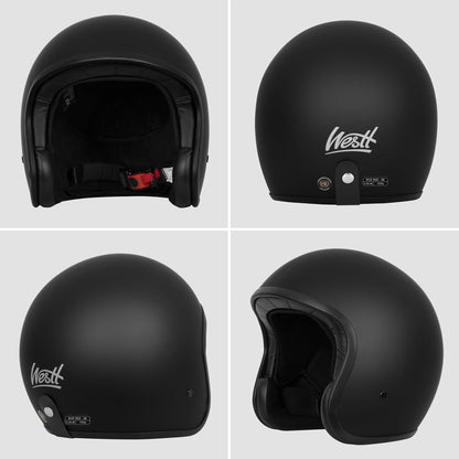 Open Face Motorcycle Helmet DOT Approved Moped Scooter Cruiser 3/4 Half Helmet with Washable Padding and Quick Release Buckle for Men Women Model Vintage