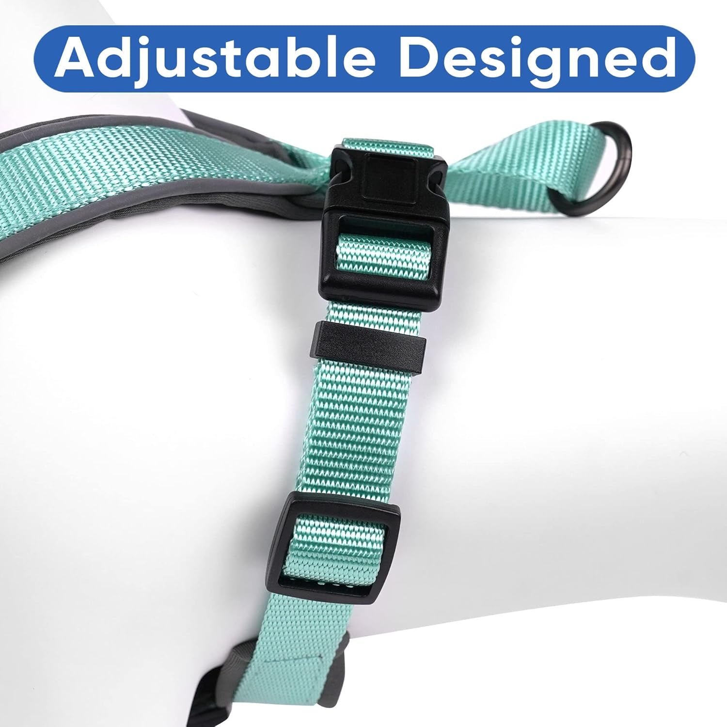 Reflective Dog Harness - Padded, Comfort Control for Walks or Runs - Medium Teal