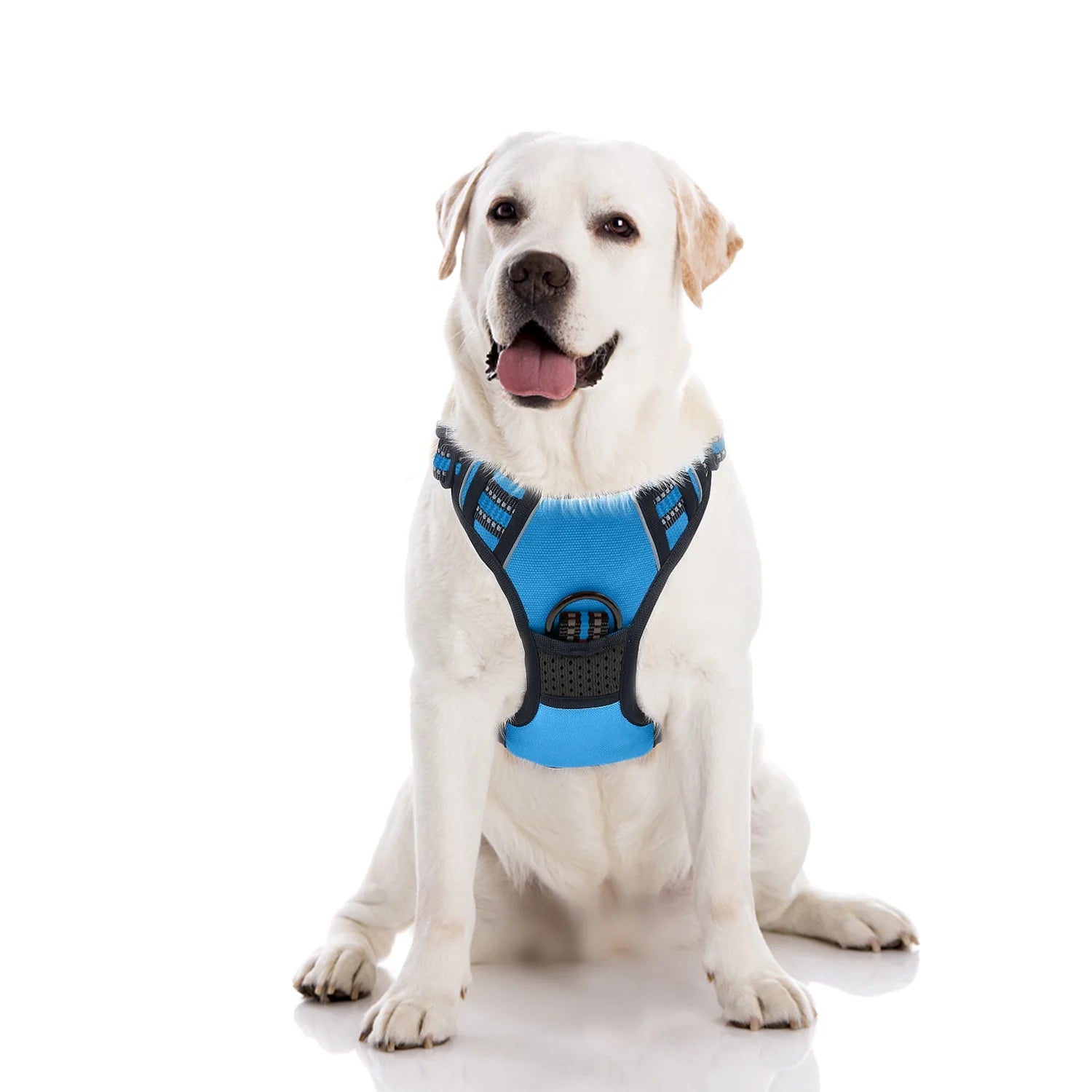 No Pull Dog Harness, Adjustable Dog Walking Harness with Breathable Padded Vest, Reflective Safe Comfort Pet Vest with Easy Control Handle for Small Medium Large Dogs,Blue/M