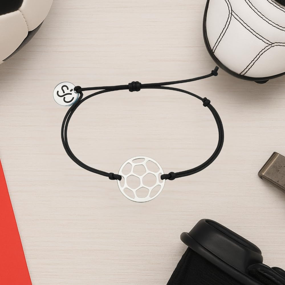 Soccer Bracelet, Soccer Jewelry, Adjustable Stainless Steel Soccer Charm Bracelets - Soccer Gifts