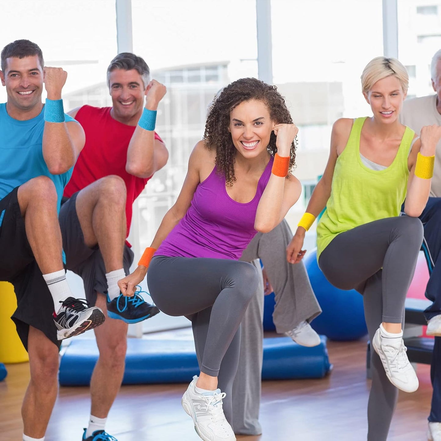 12 Pcs Neon Sweatbands Wristband Sweat Wrist Band Competitions Absorbent Sweatbands for Men Women, for Sports, Running