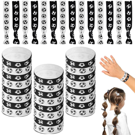 36Pcs Soccer Hair Ties Ponytail Holders Elastic Soccers Ribbons for Teens Women Team Soccers Sports Party Favors Accessories (Soccer)