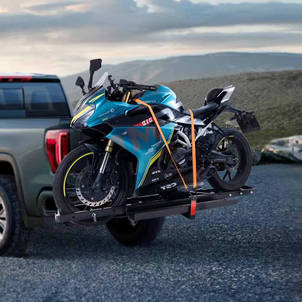 Motorcycle Carrier, 600 Lbs. Steel Motorcycle Carrier Hitch Mount with Loading Ramp, Scooter Dirt Bike Trailer Hauler