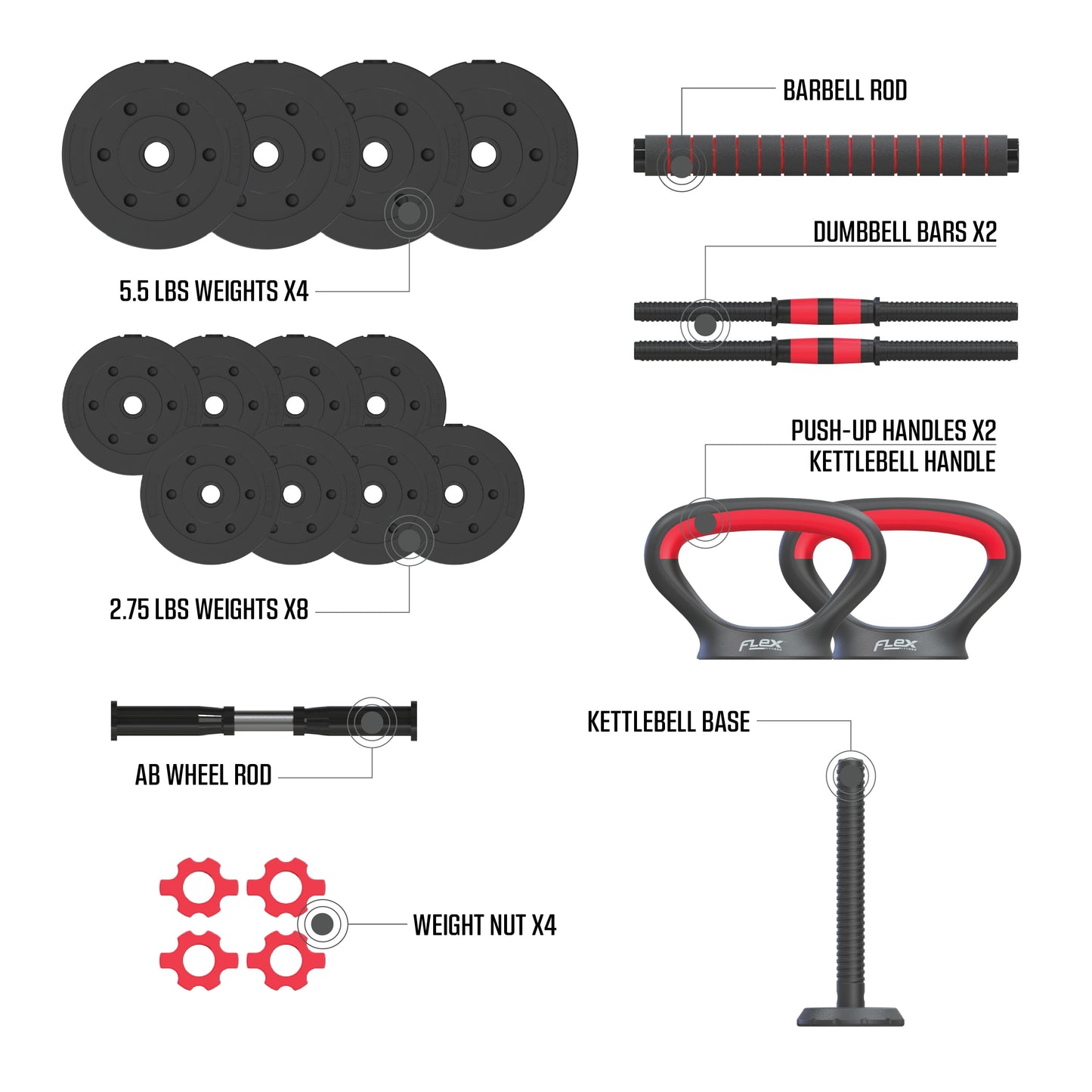 Smartbell Gym 5-In-1 Adjustable Dumbbell Set & Weight Set for Home Workouts, 40 Lbs