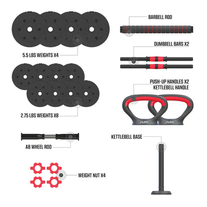 Smartbell Gym 5-In-1 Adjustable Dumbbell Set & Weight Set for Home Workouts, 40 Lbs