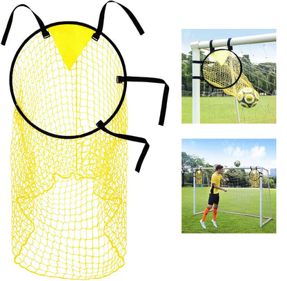 Soccer Bins Net | Football Goal Net with Adjustable Straps, Visible Scoring Hoop, Foldable for Storage | Training Equipment for Kids & Adults | Improves Shooting Accuracy | 1 Pack