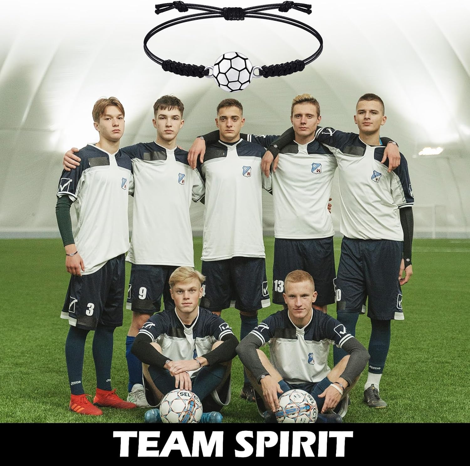 20 Pieces Soccer Charm Bracelets Bulk Soccer Team Gifts Sport Coach Gifts Adjustable Braided Rope Pendant for Women Men Coach Players Souvenir