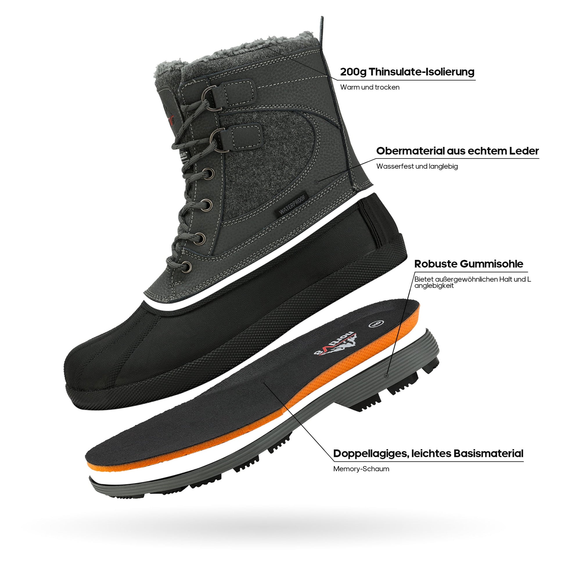 NORTIV 8 Men'S Snow Boots Insulated Waterproof Rugged Duty Outdoor Winter Boots