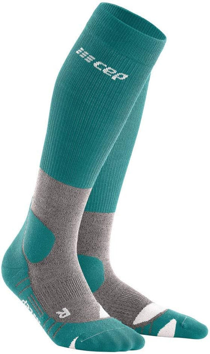Men'S Merino Wool Hiking Tall Knee High Compression Socks, Forestgreen/Grey, Men, III