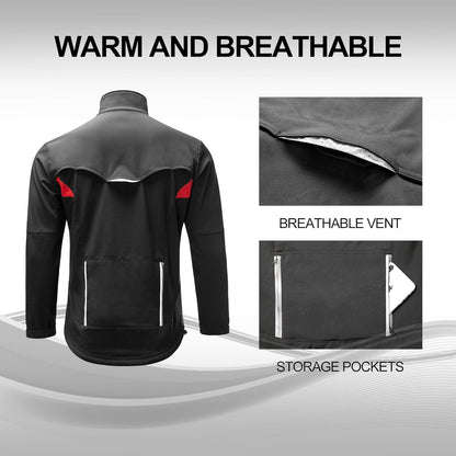 Winter Cycling Jacket for Men Thermal Fleece Windproof Jacket Running Biking Hiking