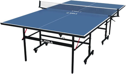inside Professional MDF Indoor Ping Pong Table with Quick Clamp Table Tennis Net and Post Set - 10 Minute Easy Assembly - Tournament Quality - Foldable with Single Player Playback Mode