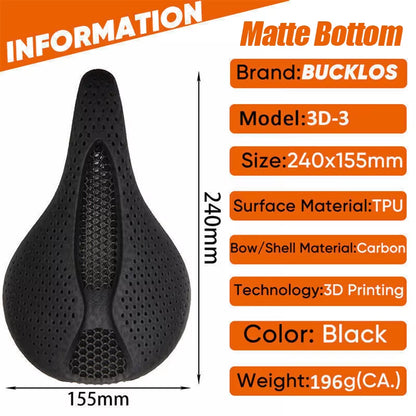 3D Printed Bicycle Saddle Full Carbon Fiber Bike Seat Cushion Ultralight Road Mountain Bike Saddle Carbon MTB Seat