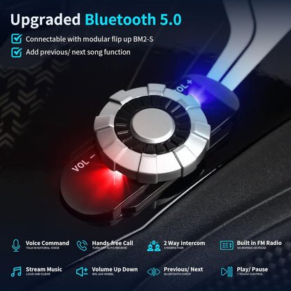 Full Face  Motorcycle Helmet Bluetooth 5.0 Integrated 2 Way Intercom DOT FMVSS-218 Rated Motorbike Helmet Communication with Dual Visor MP3 for Men Women New EPS