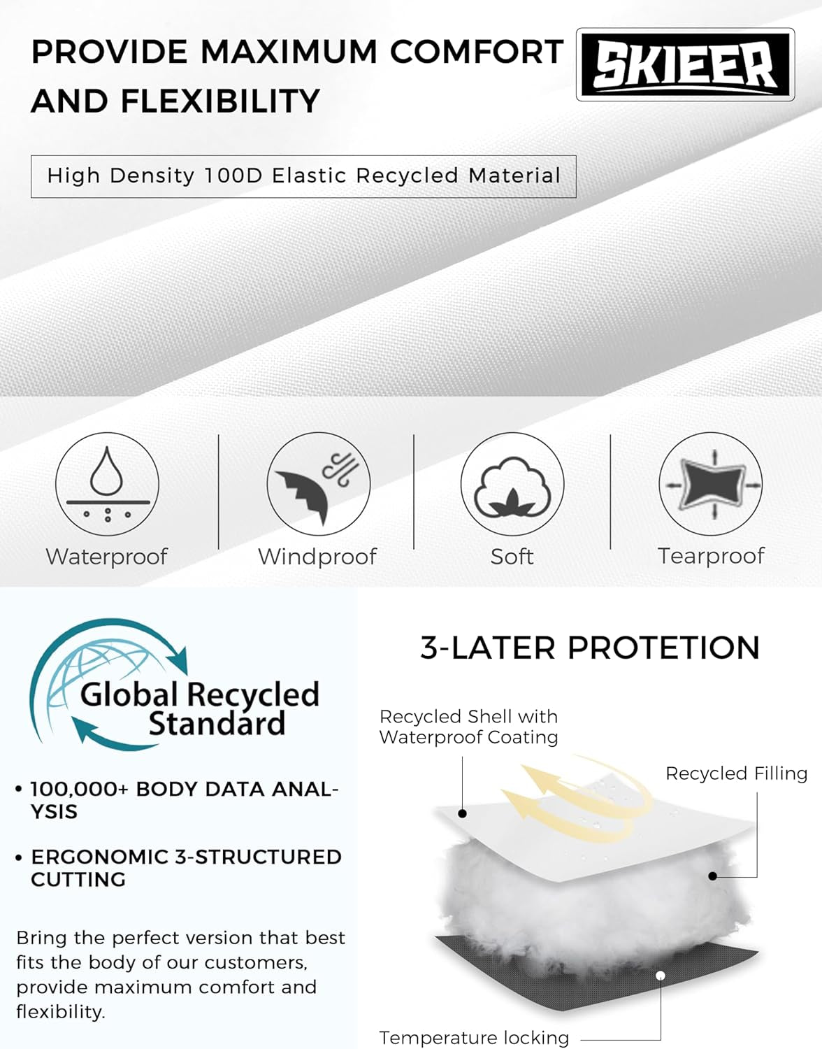 Women'S Waterproof Ski Jacket Warm Winter Coat Fleece Snowboarding Coat