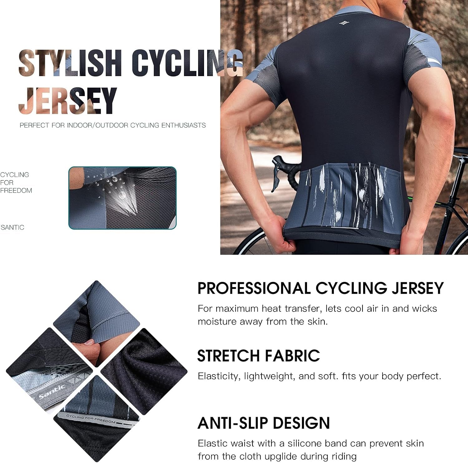 Men'S Cycling Jersey Set Bib Shorts 4D Padded Short Sleeve Outfits Set Quick-Dry