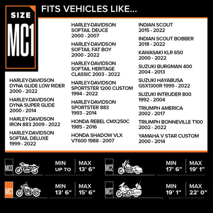 Sportsman Trailerable, Waterproof Motorcycle Cover, Heavy-Duty All Weather Indoor and Outdoor Cover, Size 1 for Large Motorcycles, Black