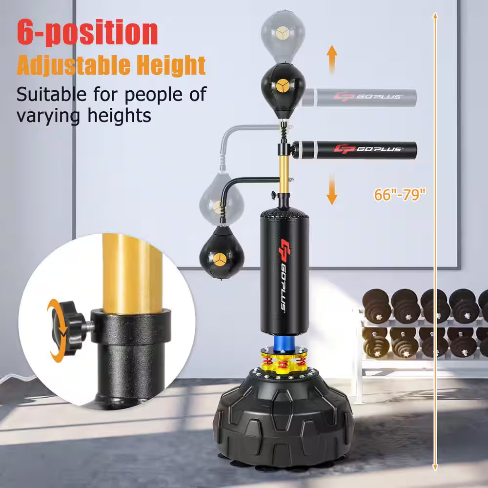 Boxing Speed Trainer Freestanding Fillable 360-Degree Spinning Bar Adjustable Height