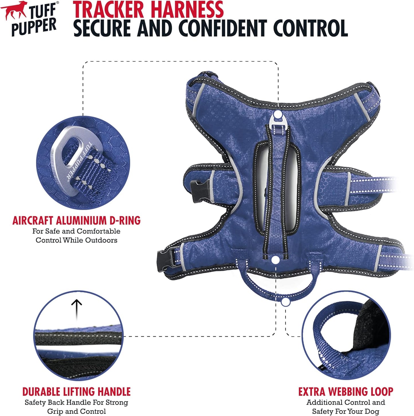 Escape Proof No Escape Dog Harness | 5 Point Adjustable Fit Harness for Dogs | Padded Dog Harnesses | Handle Dog Lift Harnesses