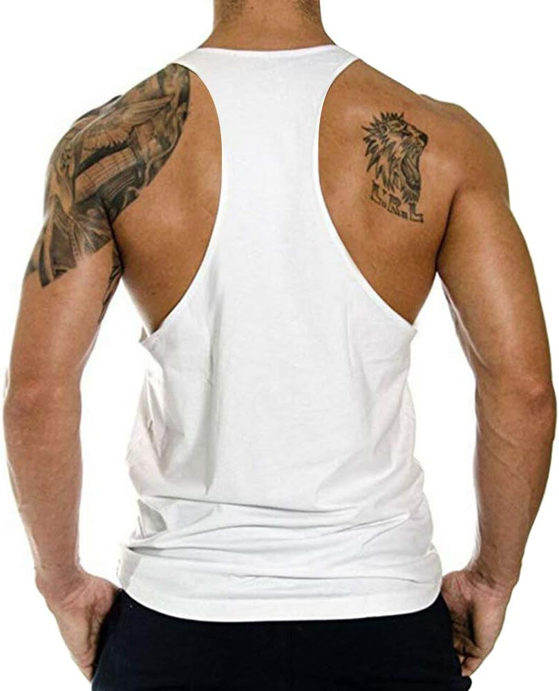 Men'S Gym Bodybuilding Stringer Tank Top Workout Muscle Cut Shirt Fitness Sleeveless Vest