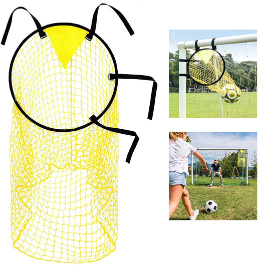 Soccer Bins Net | Football Goal Net with Adjustable Straps, Visible Scoring Hoop, Foldable for Storage | Training Equipment for Kids & Adults | Improves Shooting Accuracy | 1 Pack